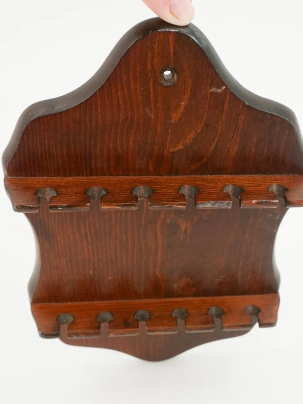 Vintage Collector Spoon Display Rack, Holder, Dark Wood Wall Mount, 10x7 Inch